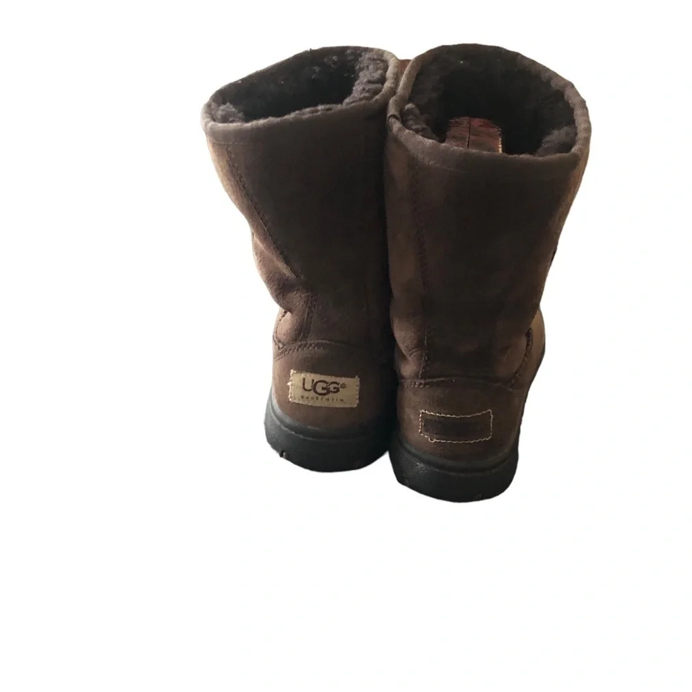 Ugg Australia Brown Suede/Leather Ultimate Short Sheepskin Boots Sz 5 F19009F